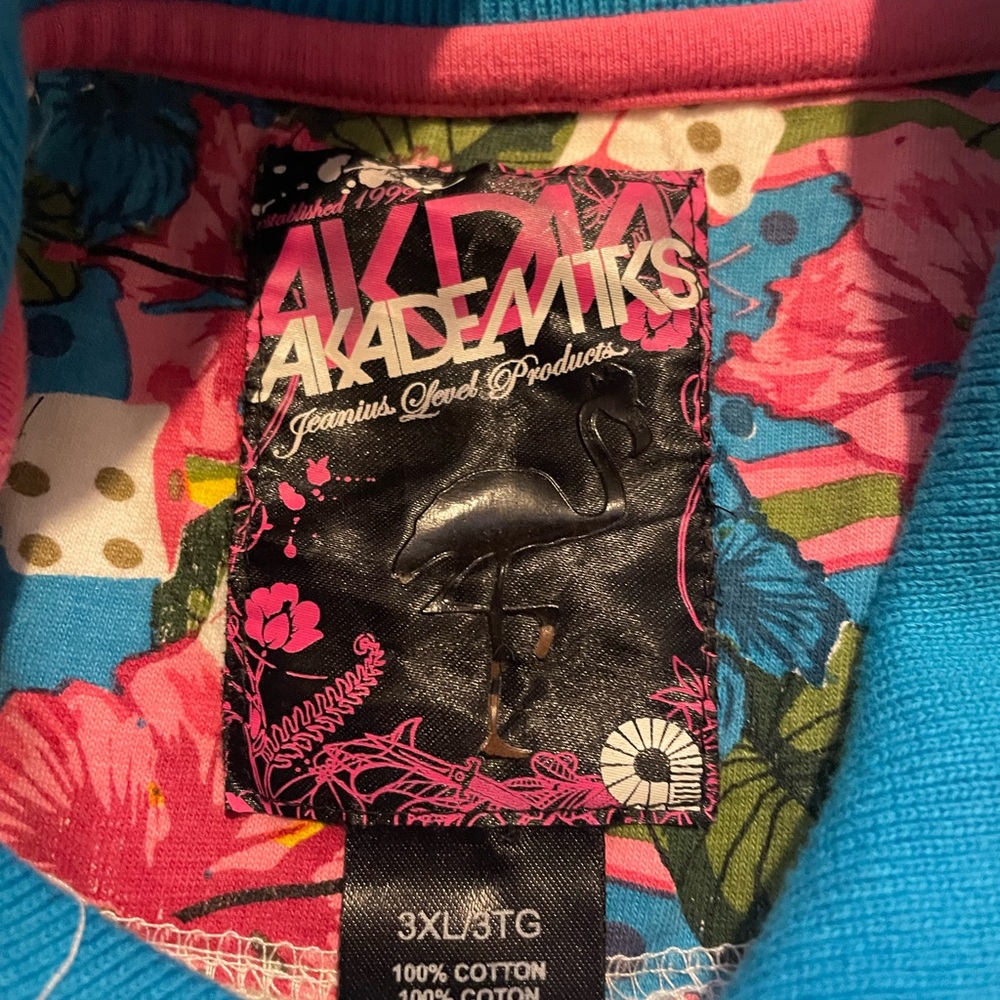 Akademiks AOP Flamingo Blue Ombré Polo Shirt Mens 3XL Streetwear Y2K - Picture 4 of 6